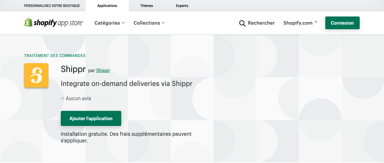 Shippr dans l'app store Shopify