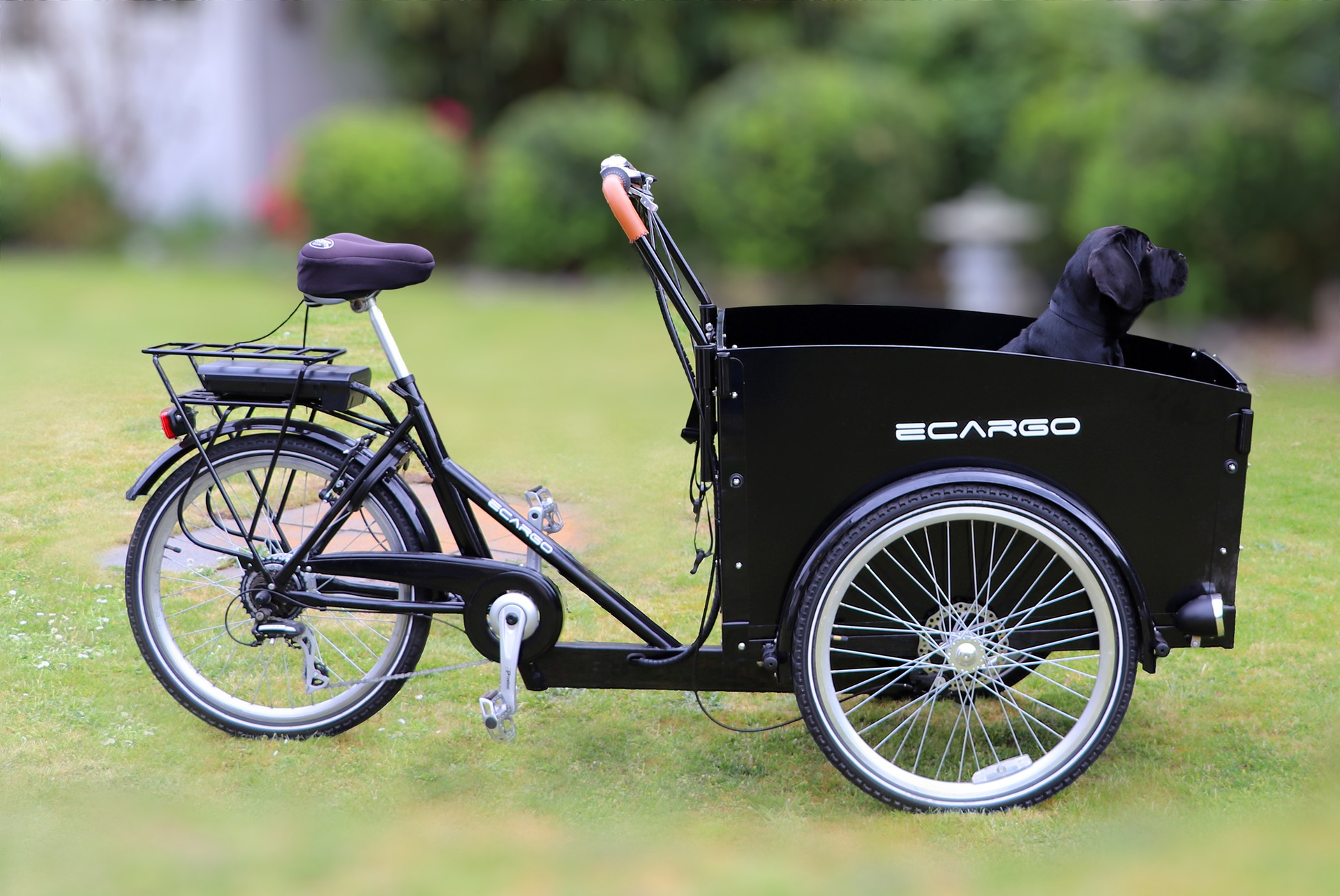 vélo cargo noir pour professionnel de la livraison